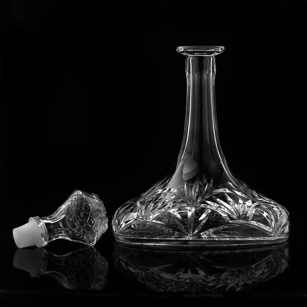 Vintage Towle Riviera Crystal Ship's Decanter w/ Stopper Cut Glass Liquor Carafe